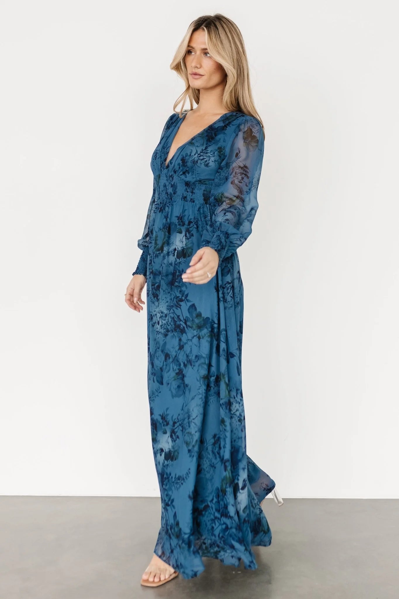 Olivia Maxi Dress | Deep Blue Floral