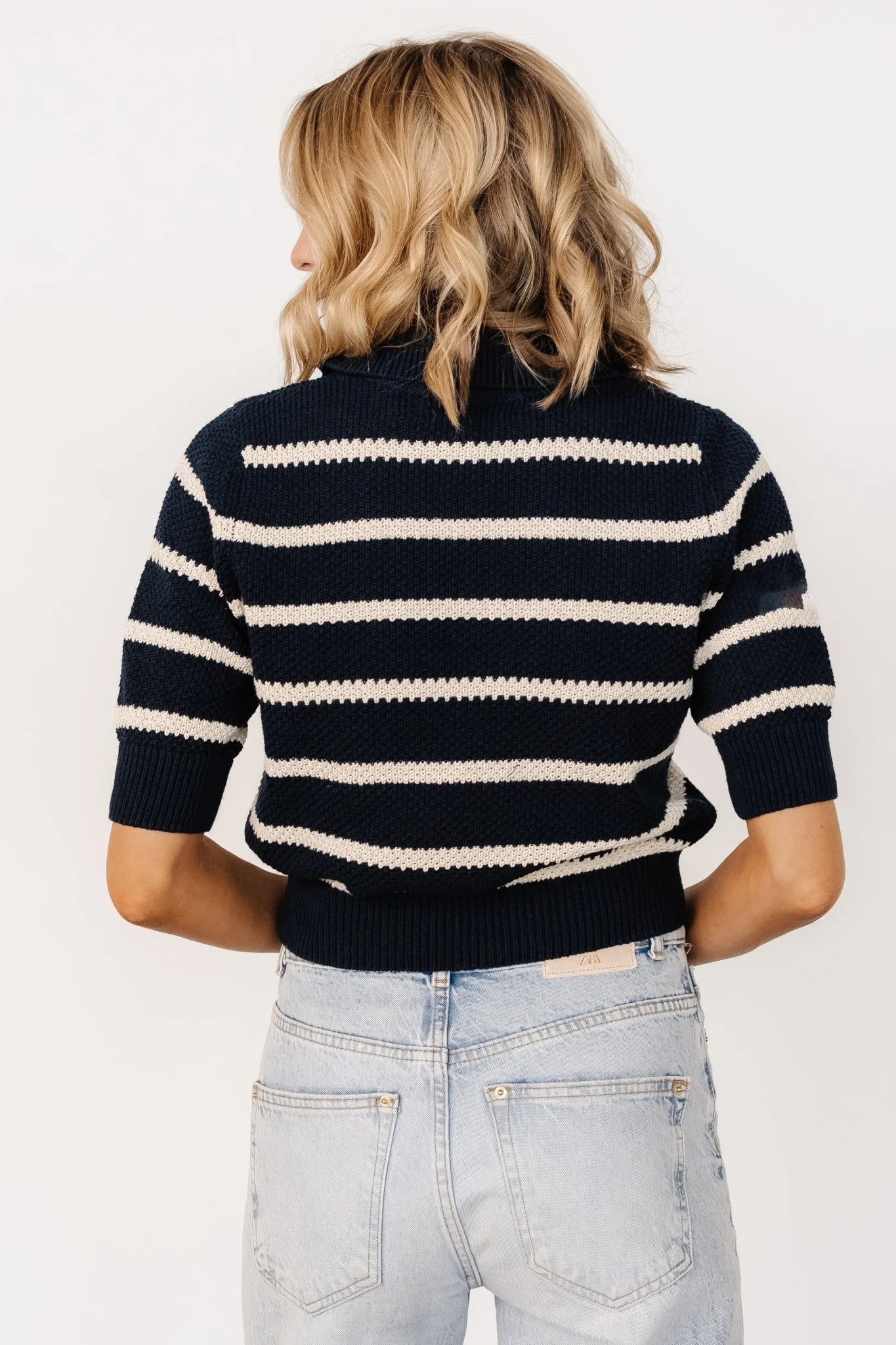 Ventura Knit Top | Navy + Cream Stripe