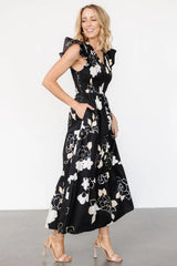 Ranchero Smocked Maxi Dress | Black Print