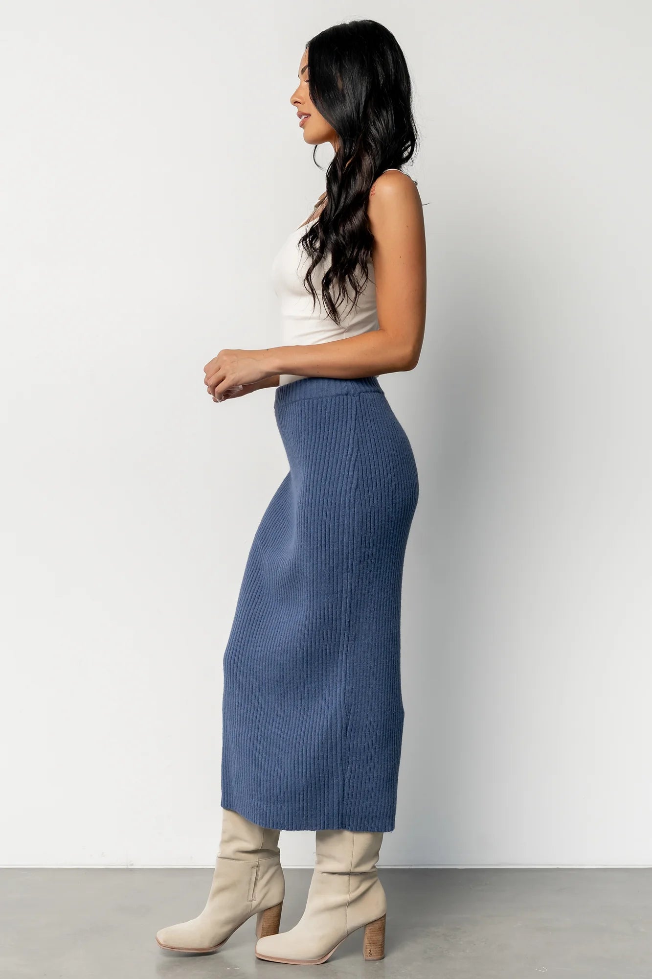 Blair Rib Knit Skirt | Blue