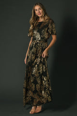 Muse Sequin Maxi Dress | Black + Gold