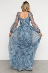 Nara Tulle Maxi Dress | Blue Floral