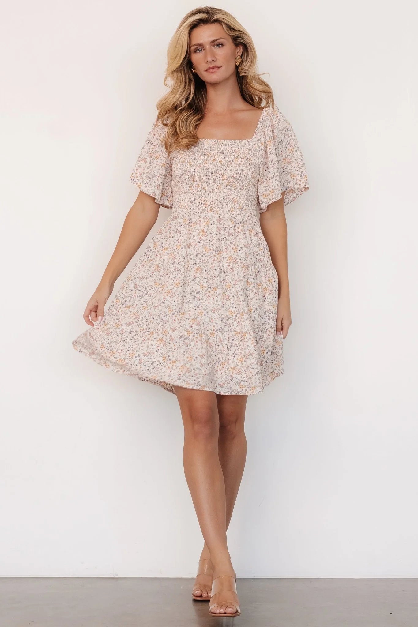 Idera Short Dress | Cream Floral