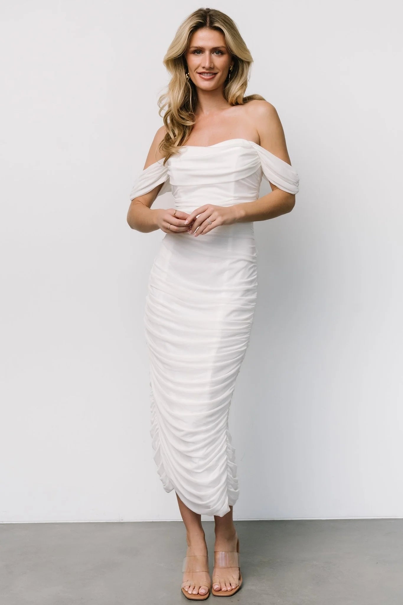 Alessandra Mesh Midi Dress | Off White
