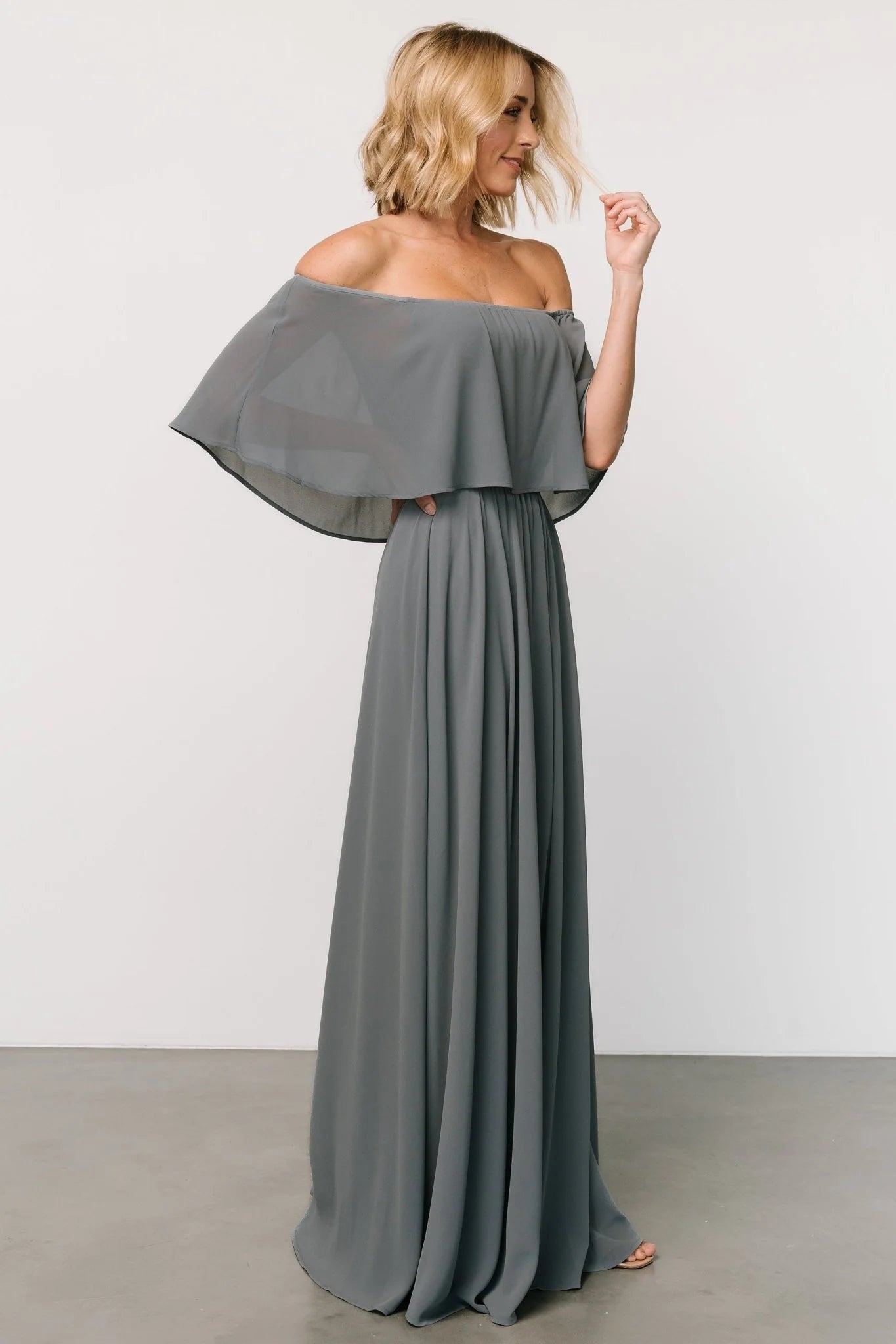 Sonia Off Shoulder Maxi Dress | Dusty Blue