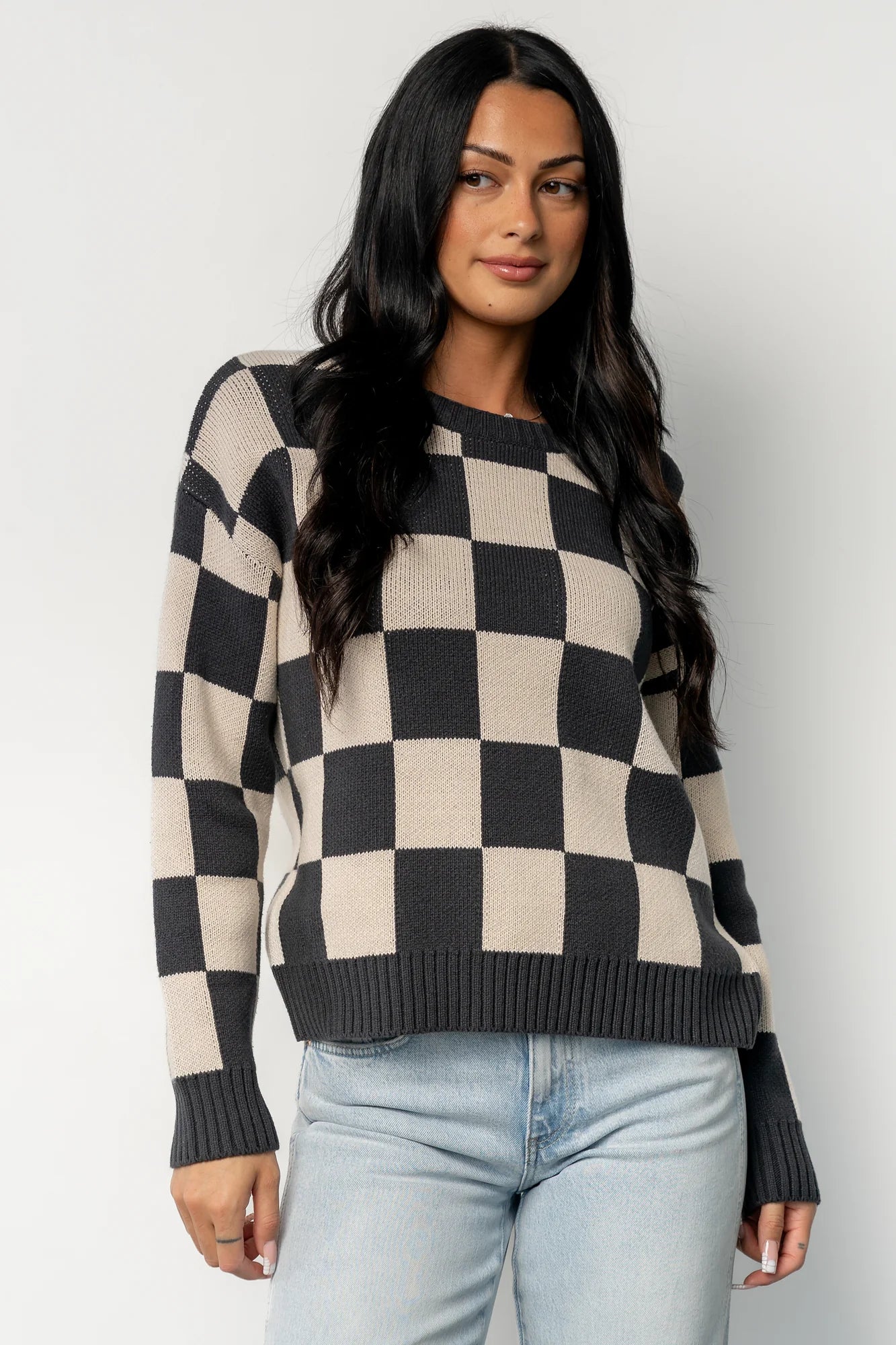 Quincy Checkered Sweater | Deep Jade