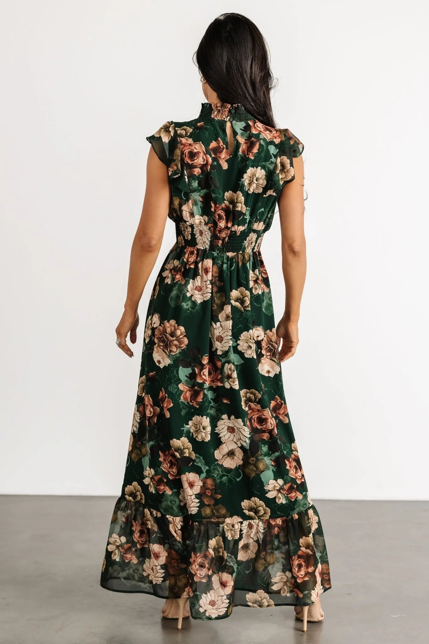 Kearny Ruffle Maxi Dress | Dark Green Floral