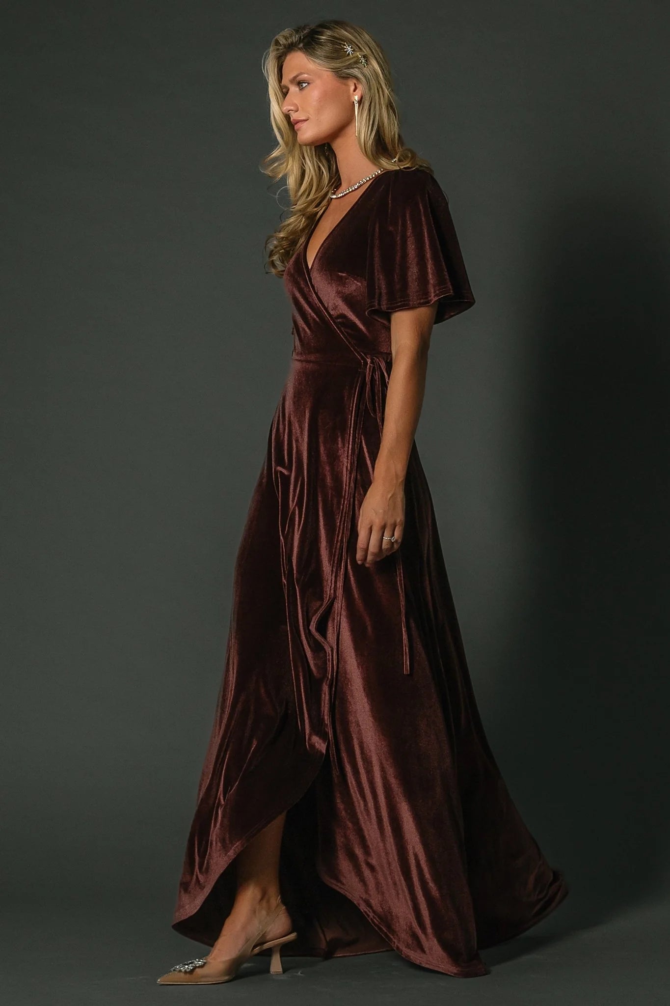 Katelyn Velvet Maxi Wrap Dress | Clove