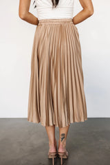 Demetria Pleated Midi Skirt | Light Bronze