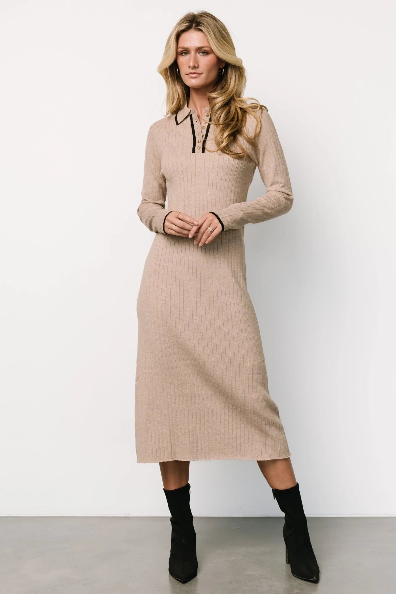 Shantel Polo Dress | Taupe + Black