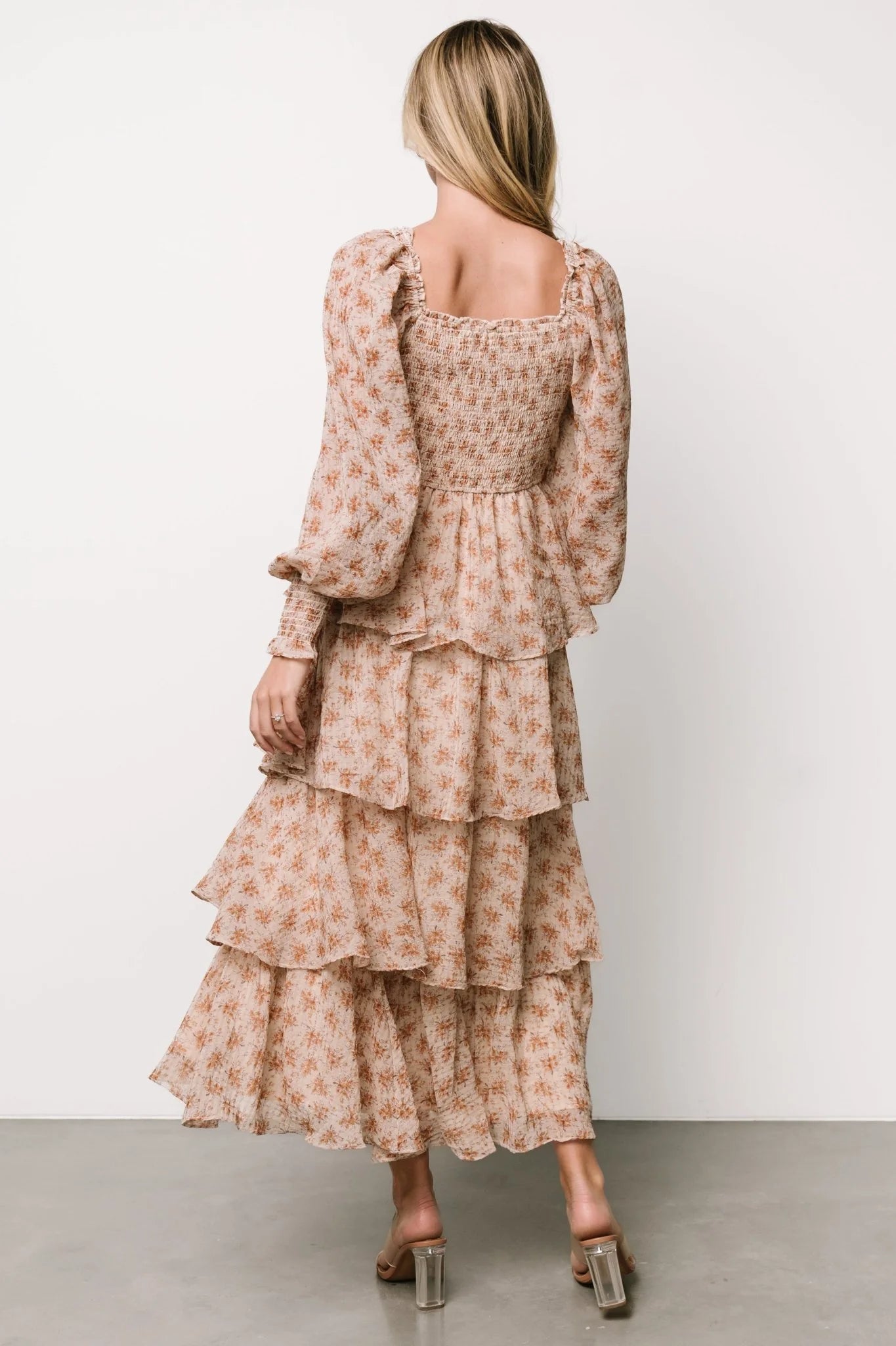 Miranda Tiered Maxi Dress | Taupe Floral