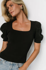 Brynlee Sweater Top | Black