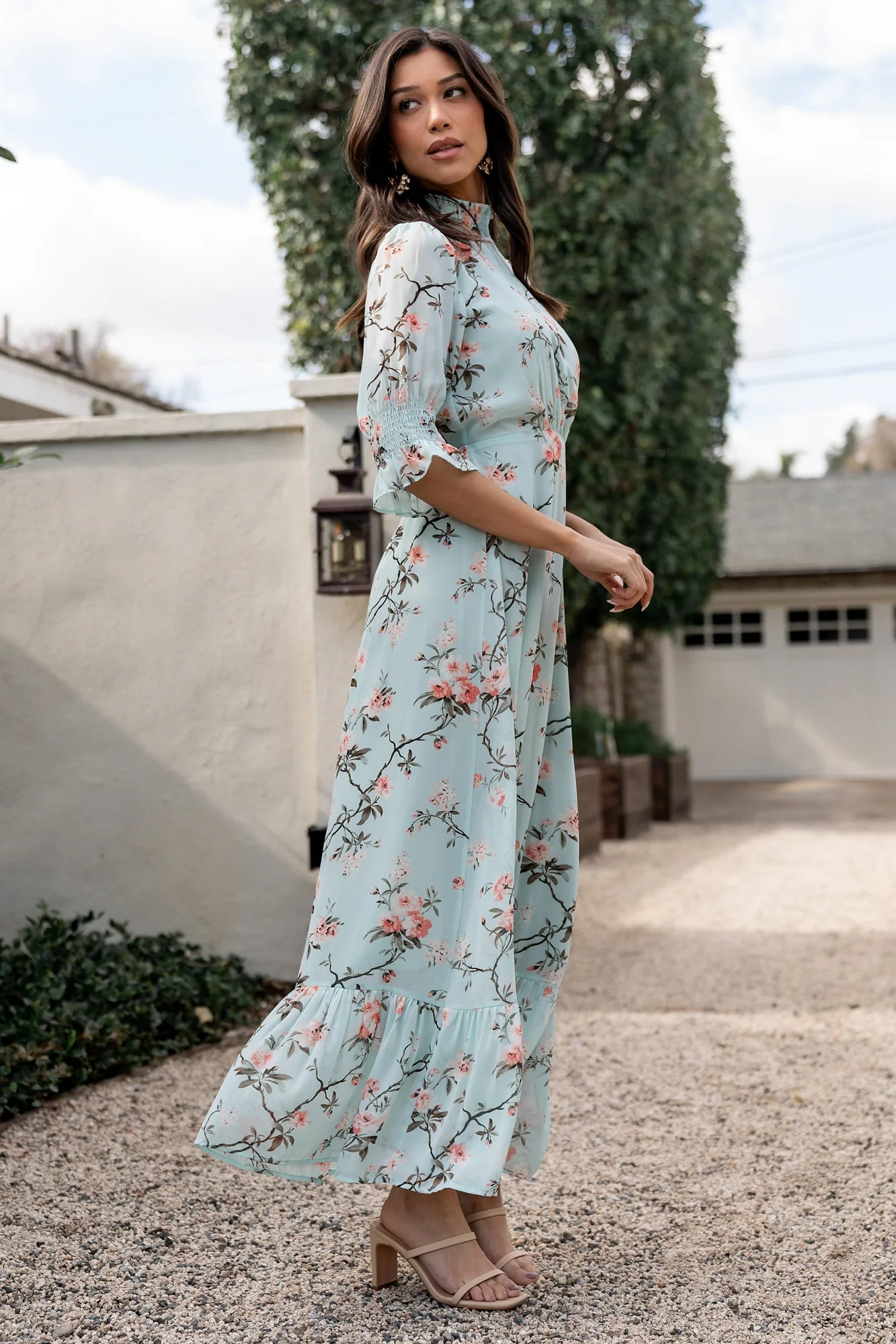 Marie Mock Neck Maxi Dress | Sage Floral