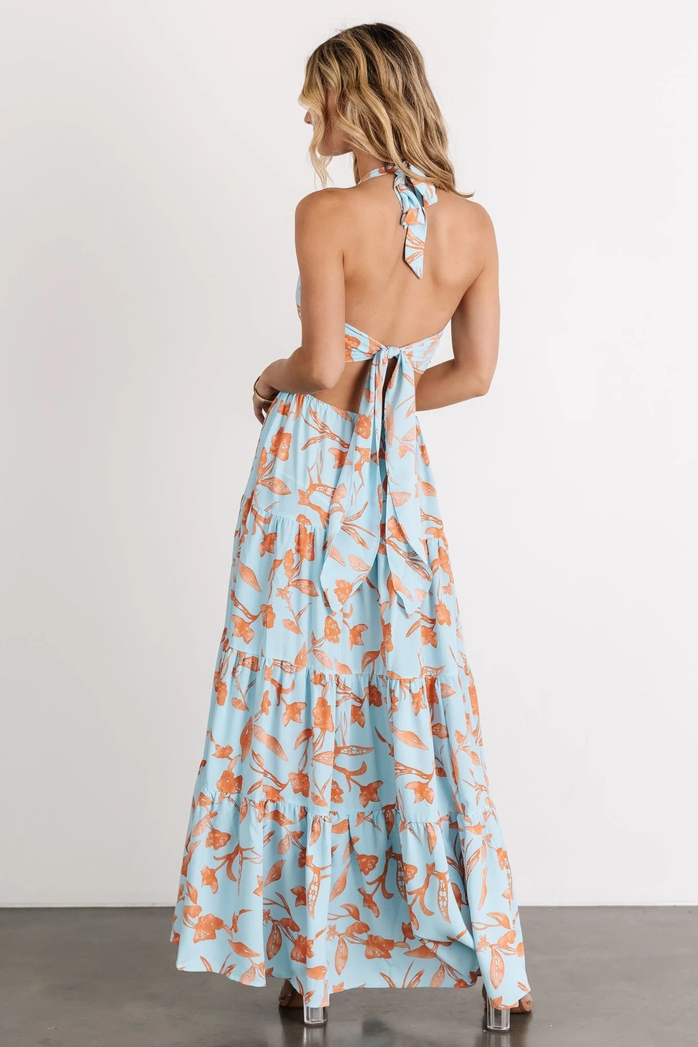 Laie Back Tie Maxi Dress | Blue + Orange