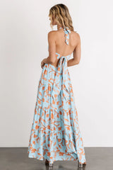 Laie Back Tie Maxi Dress | Blue + Orange