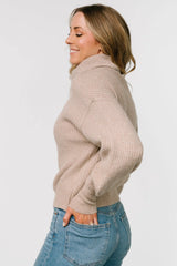 Frannie Knit Turtleneck Sweater | Taupe