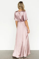 Vara Satin Maxi Wrap Dress | Lilac