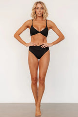 Paros Twist Bikini Top | Black