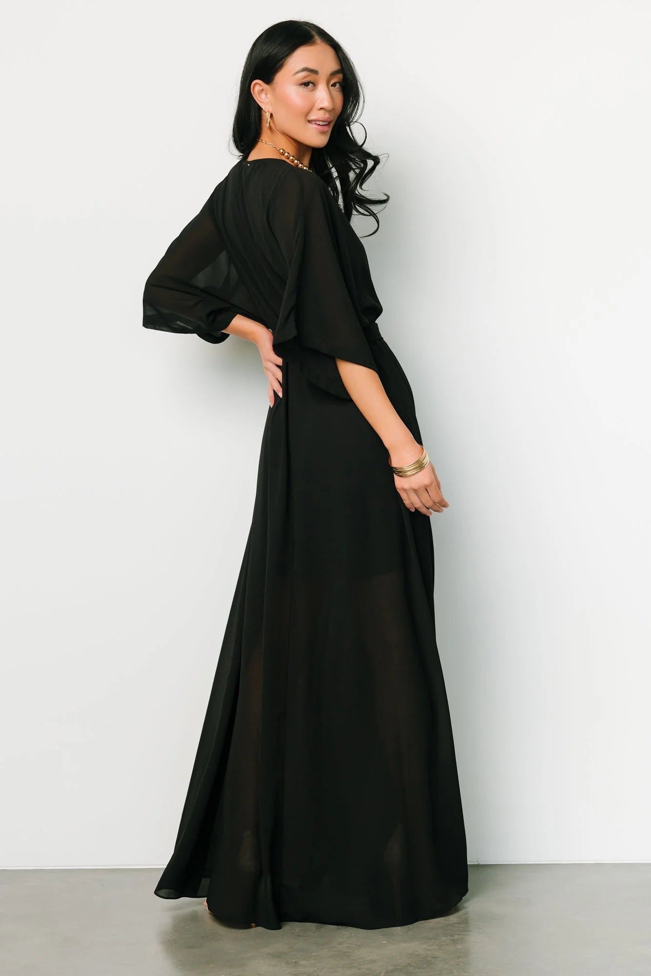 Kia Kimono Maxi Dress | Black