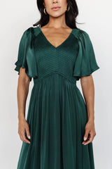 Lovell Smocked Midi Dress | Emerald