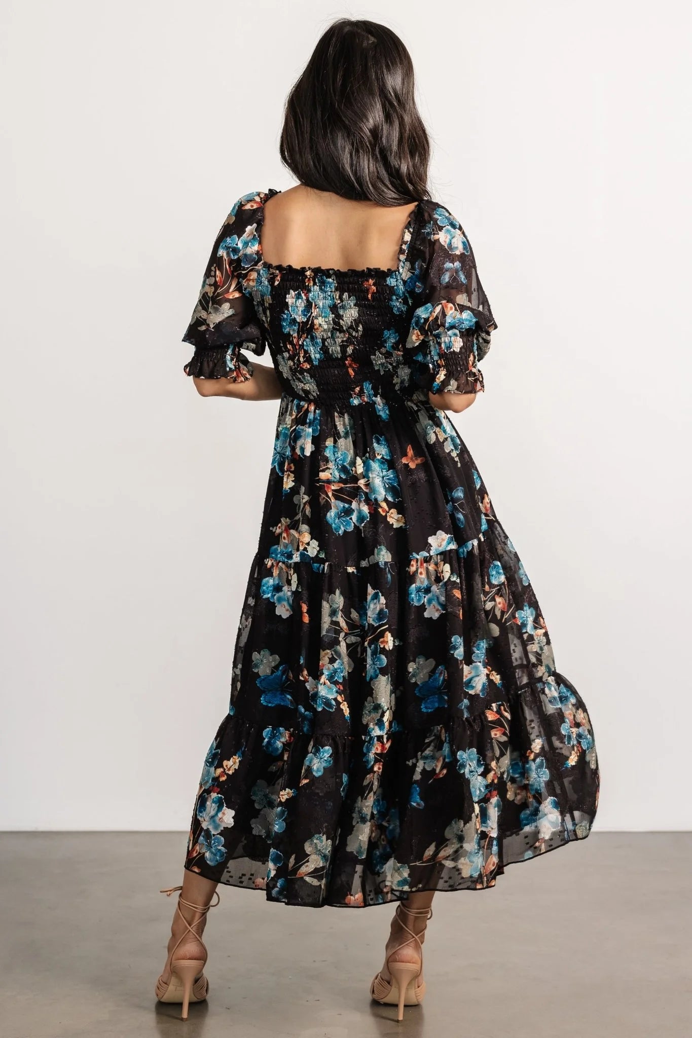 Fabian Jacquard Midi Dress | Black + Blue Multi