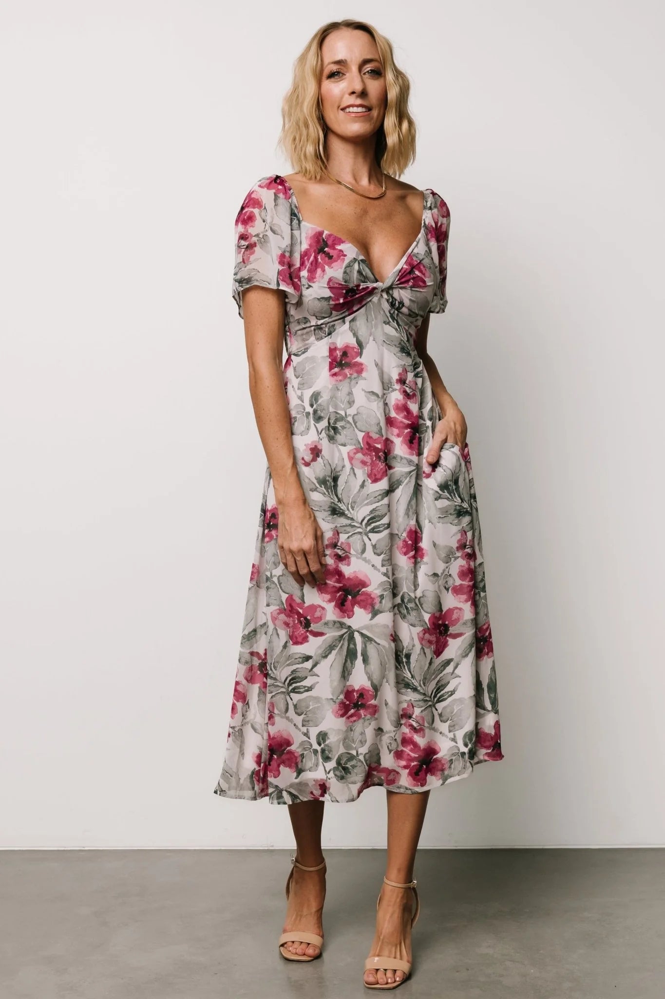 Melinda Midi Dress | Pink Floral