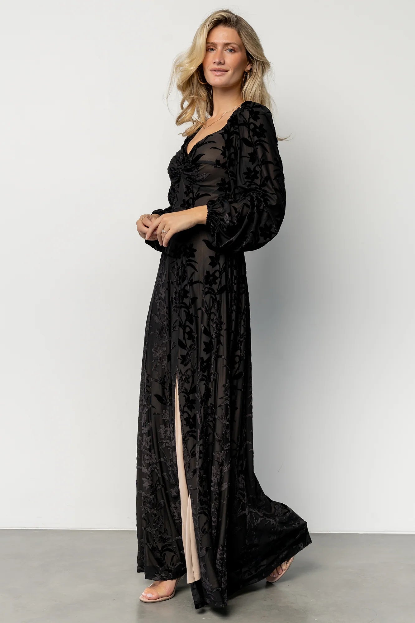 Aurora Velvet Maxi Dress | Black Floral