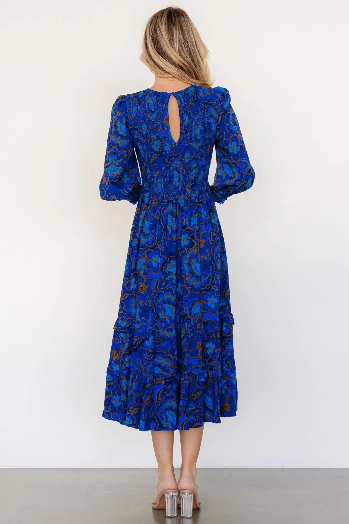Andersen Smocked Midi Dress | Cobalt Floral