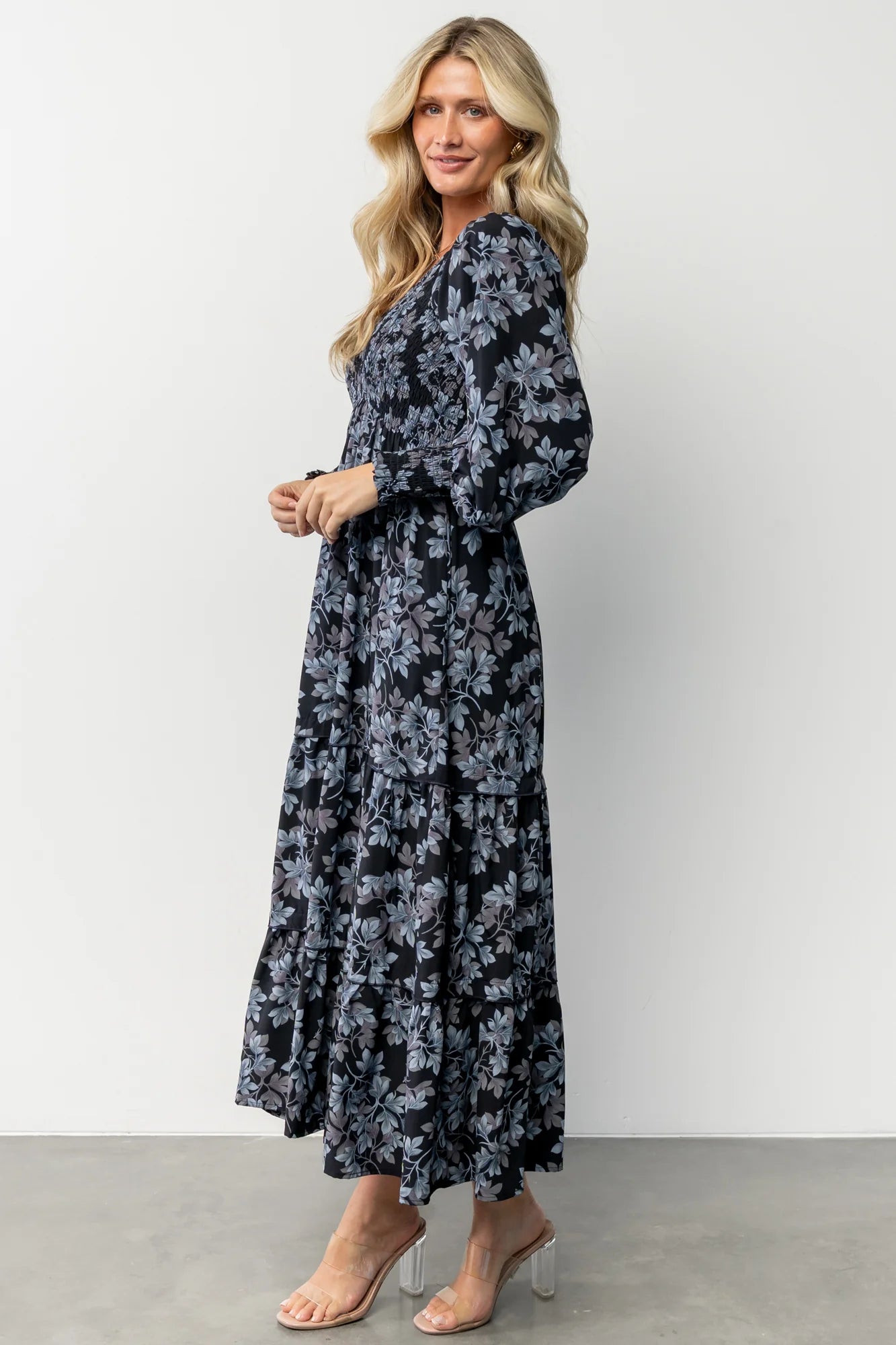 Rayna Smocked Dress | Midnight + Blue Floral