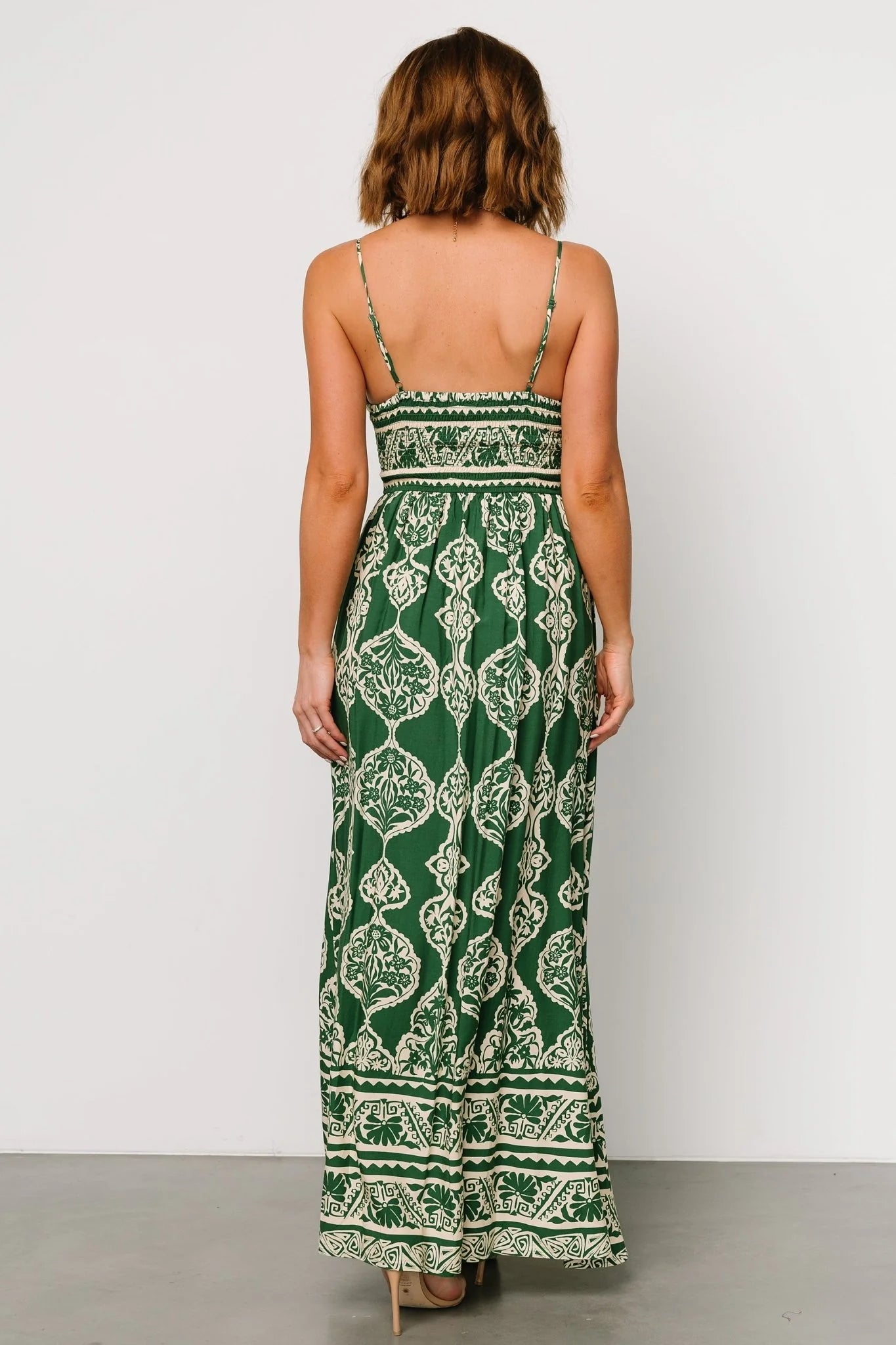 Davinah V Neck Maxi Dress | Green Print