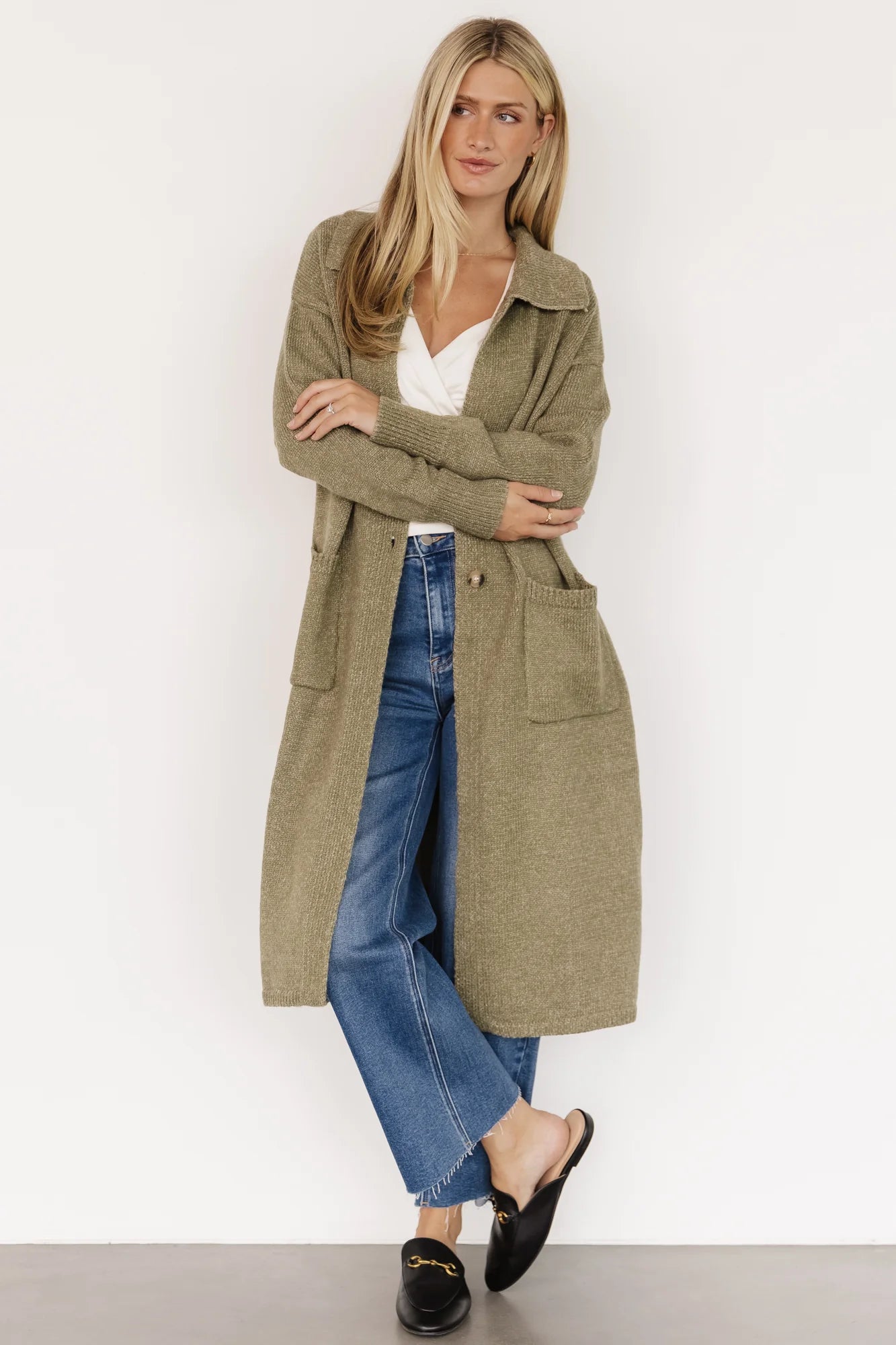 Ontario Long Button Cardigan | Olive