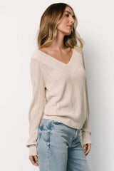 Ashby V Neck Sweater Top | Natural