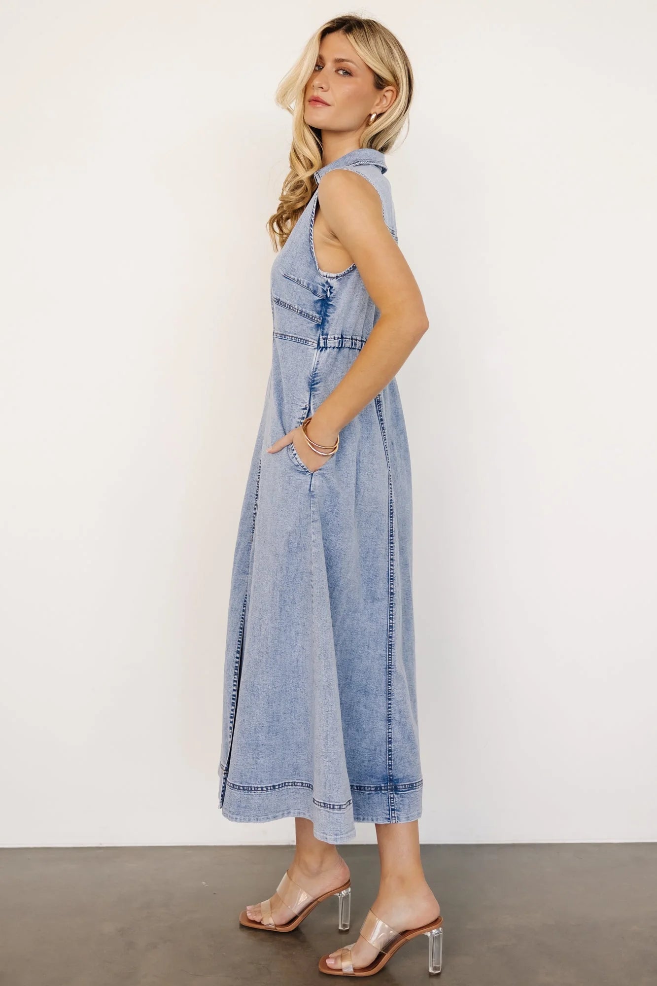 Georgia Sleeveless Midi Dress | Denim