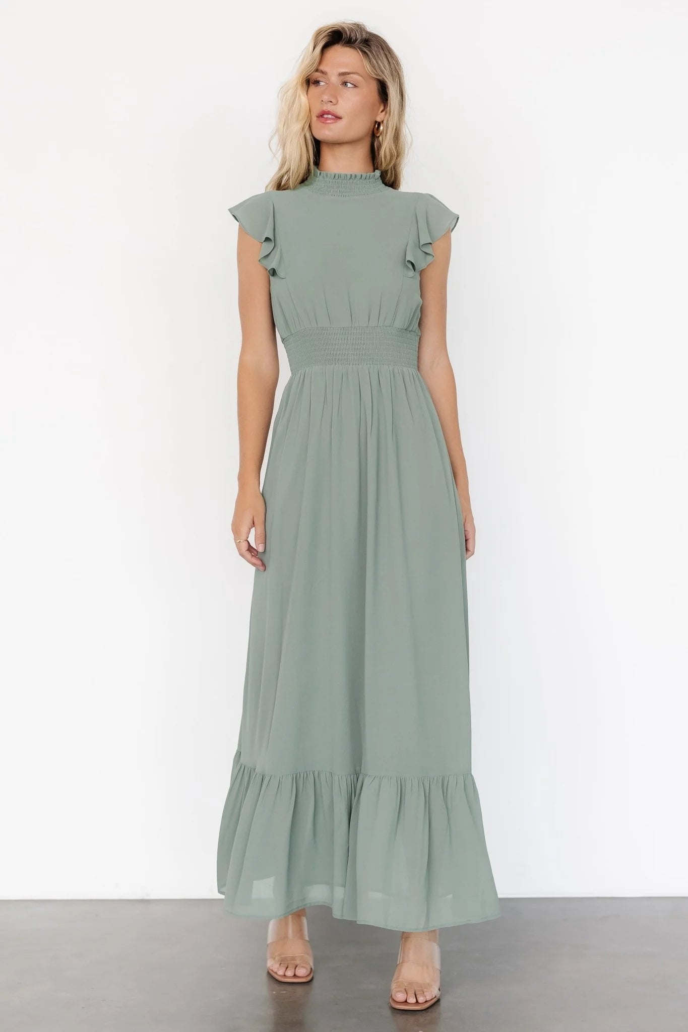 Kearny Ruffle Maxi Dress | Eucalyptus