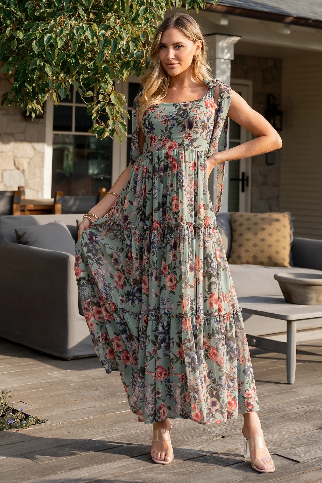 Anita Maxi Dress | Green Multi Floral