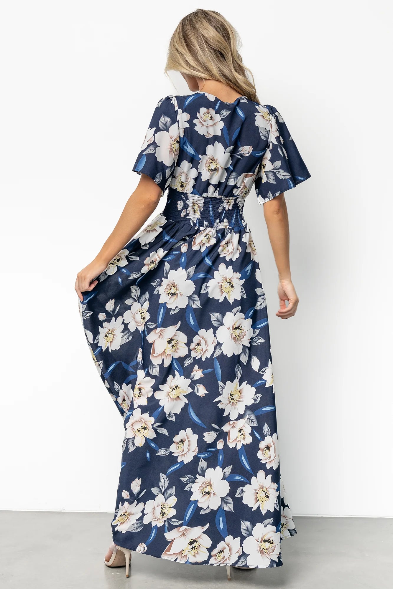 Verona Smocked Maxi Dress | Navy + White Floral