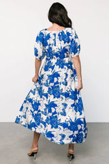 Leela Maxi Dress | Cobalt + Off White