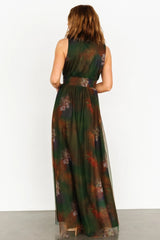 Kamila Tulle Maxi Dress | Olive Multi Floral