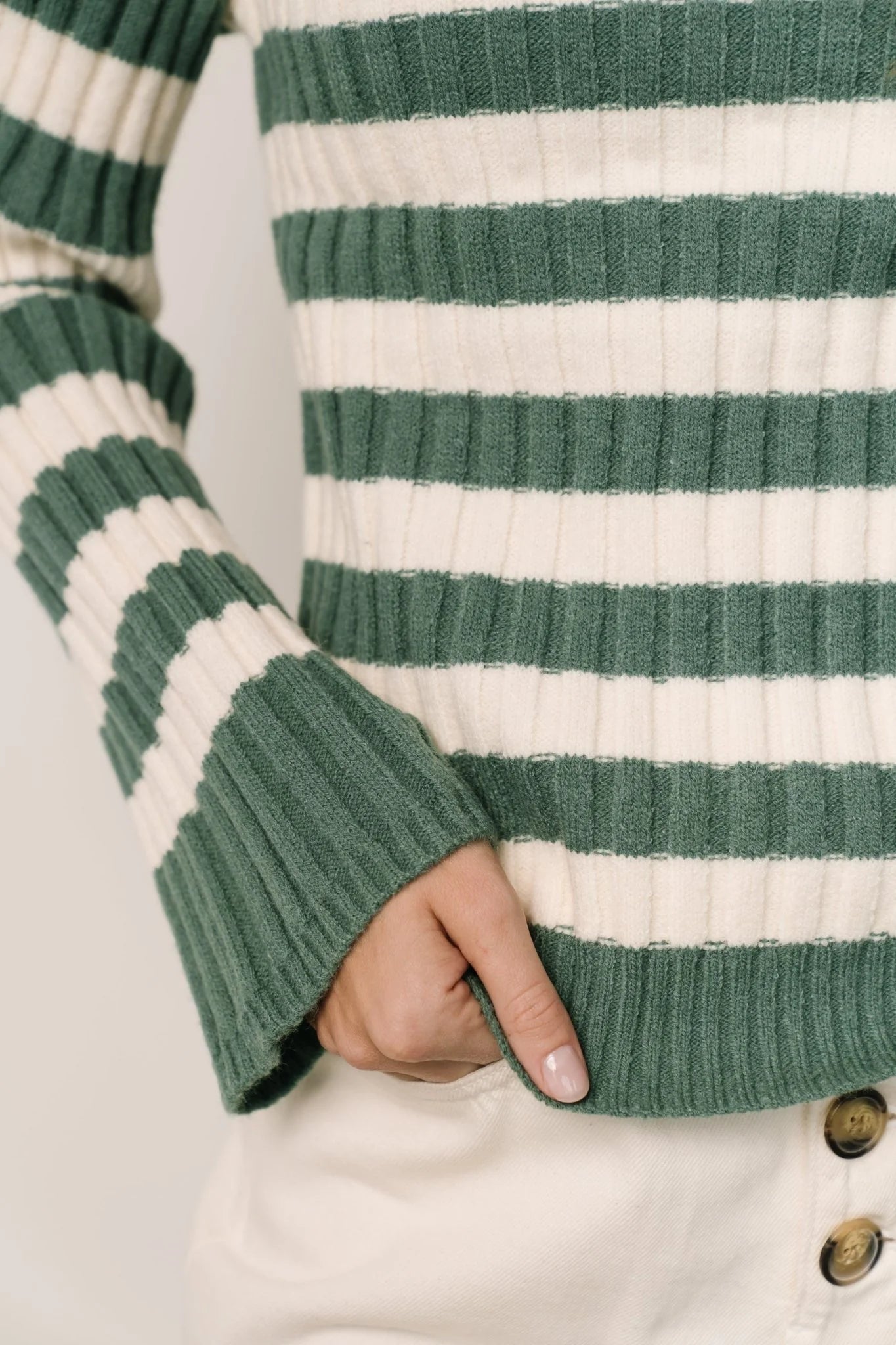 Carrie Striped Sweater | Teal + Ivory