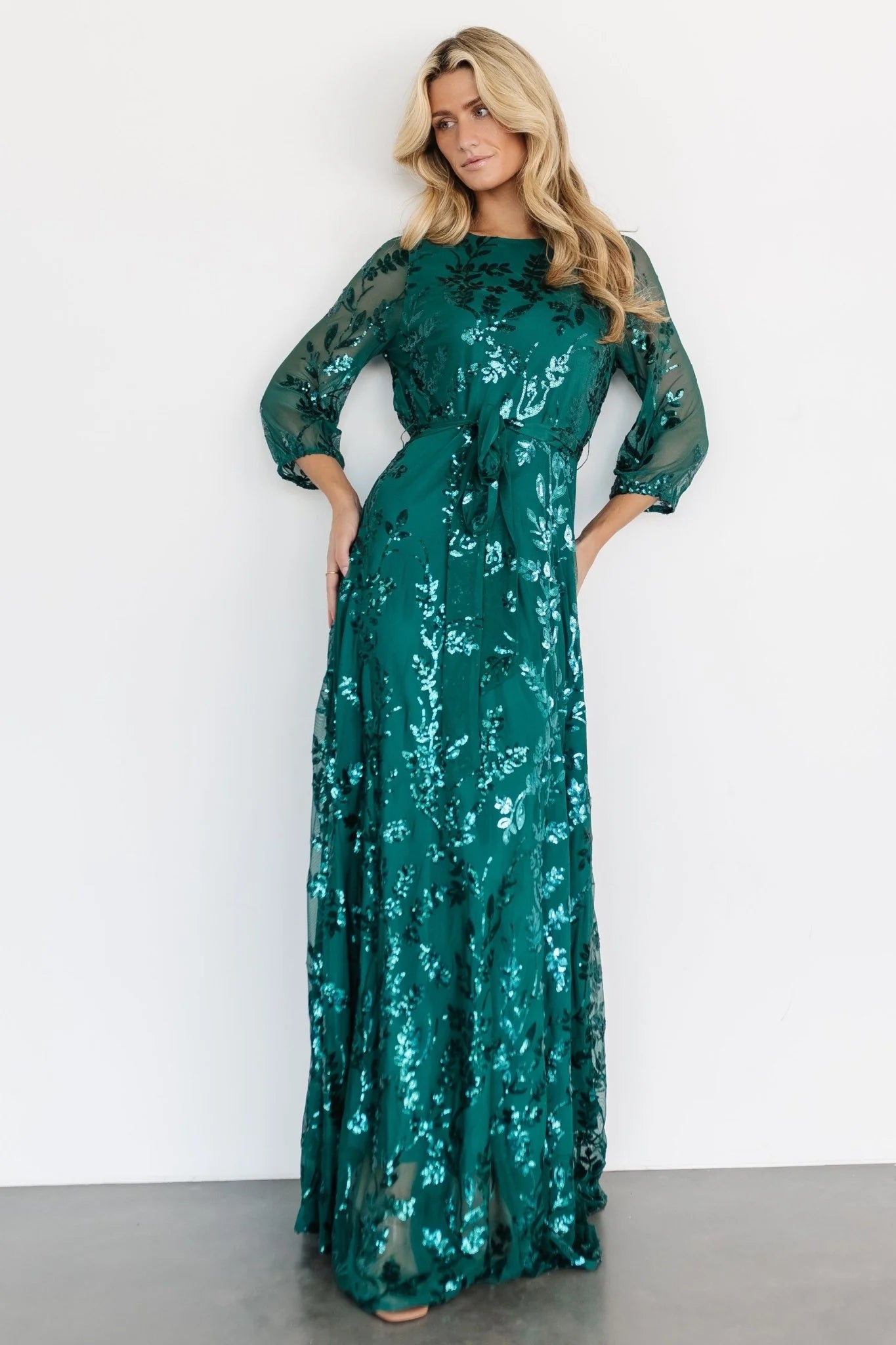 Destiny Sequin Maxi Dress | Emerald