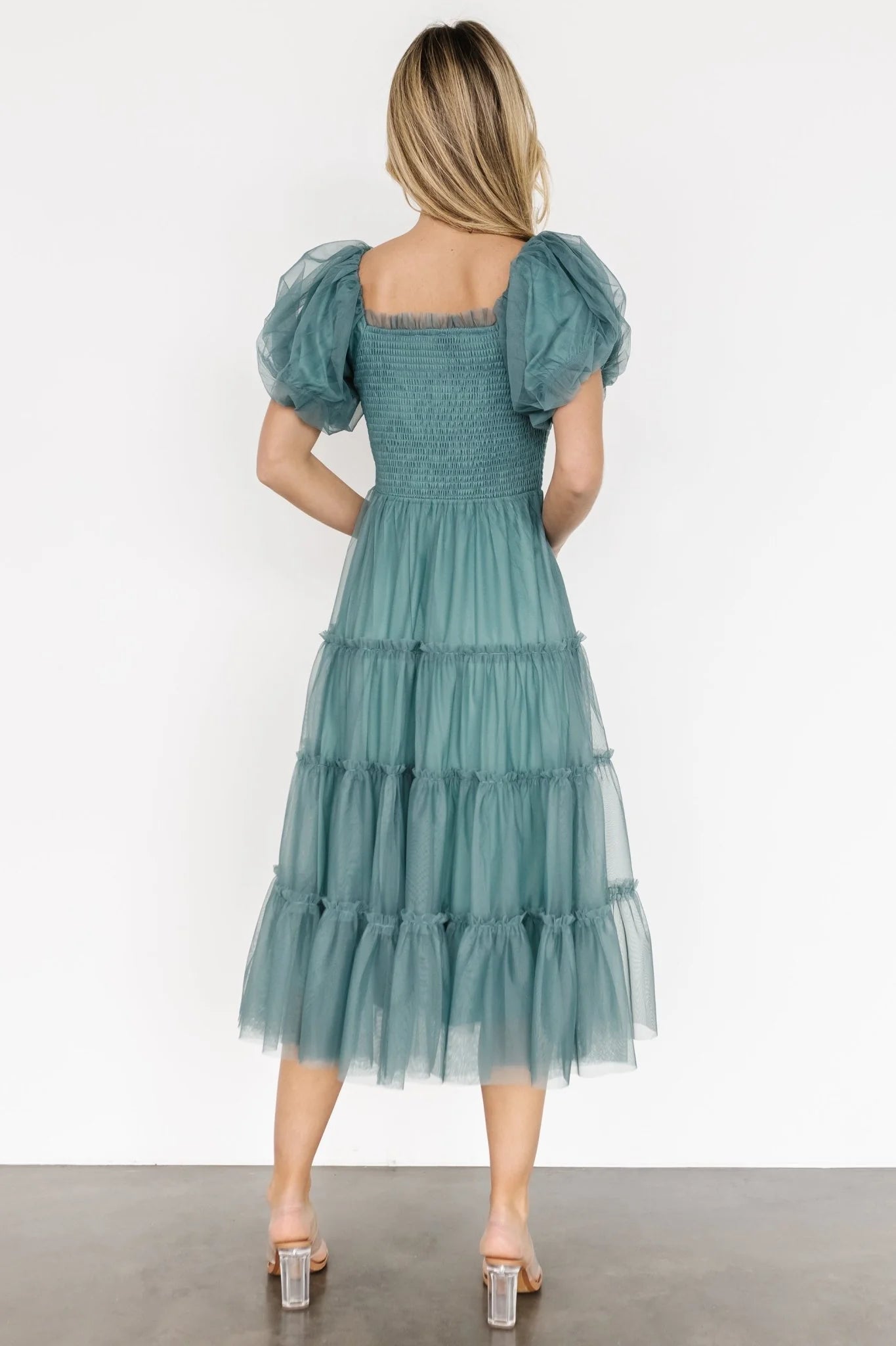 Liv Tulle Midi Dress | Eucalyptus
