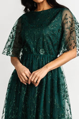 Duchess Tulle Dress | Dark Green Sparkle