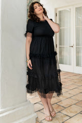 Lysandra Smocked Dot Dress | Black