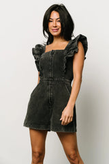 Montgomery Denim Romper | Black