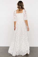 Paloma Smocked Feather Maxi Dress | Off White