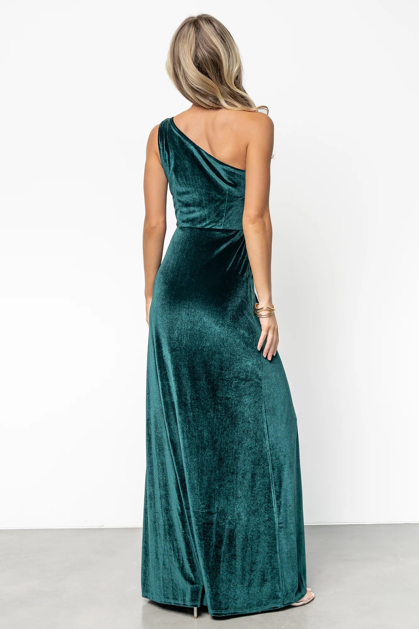 Tatiana Velvet One Shoulder Maxi Dress | Emerald