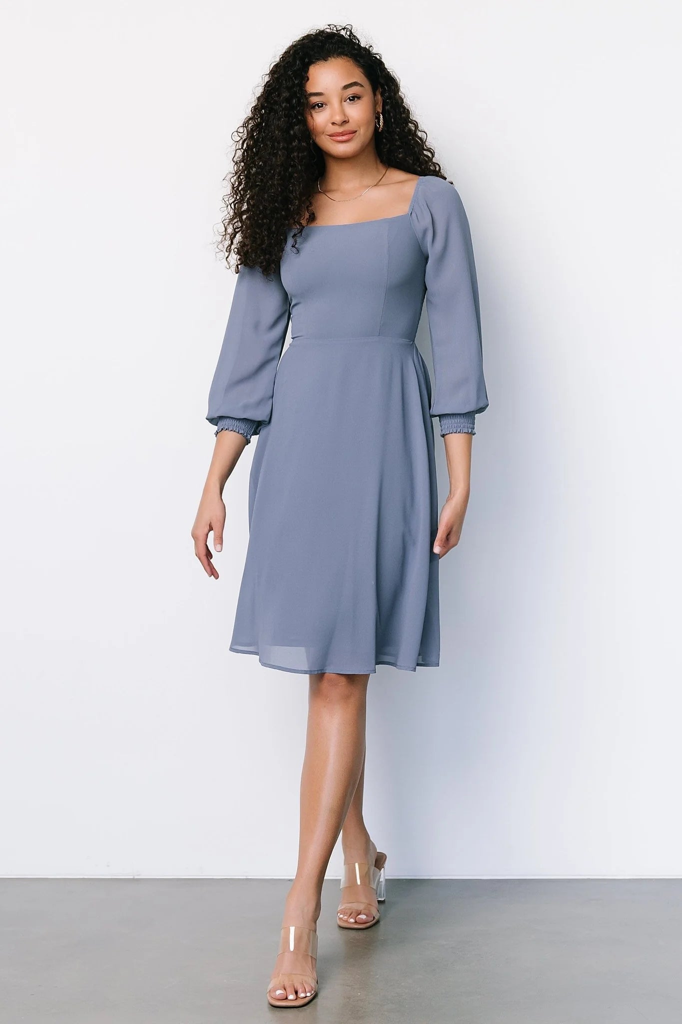 Elise Short Dress | Whisper Blue