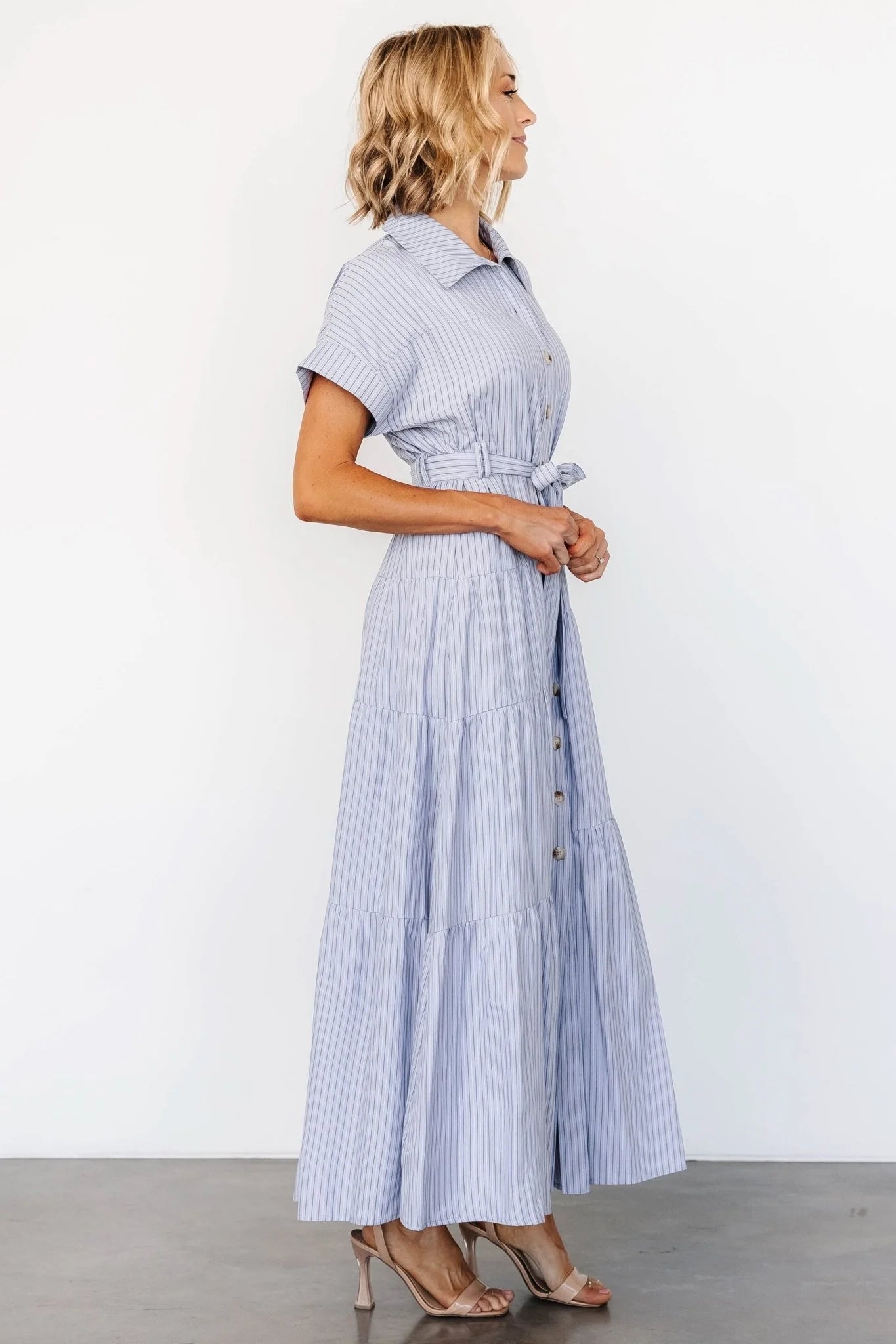 Covey Button Up Maxi Dress | Blue Stripe