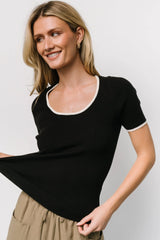 Dena Ribbed Top | Black + White