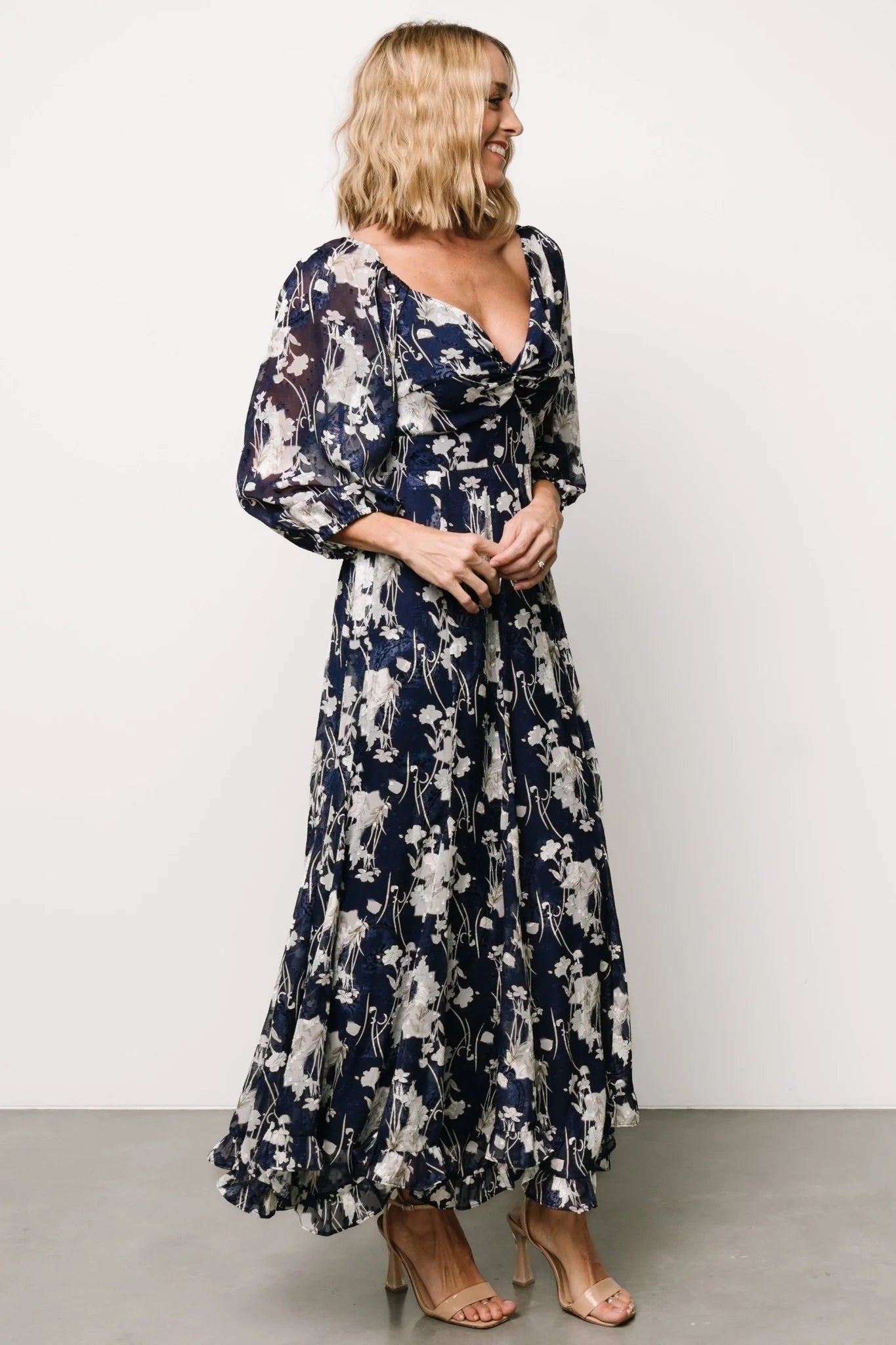 Estefania Maxi Dress | Navy + Off White Floral